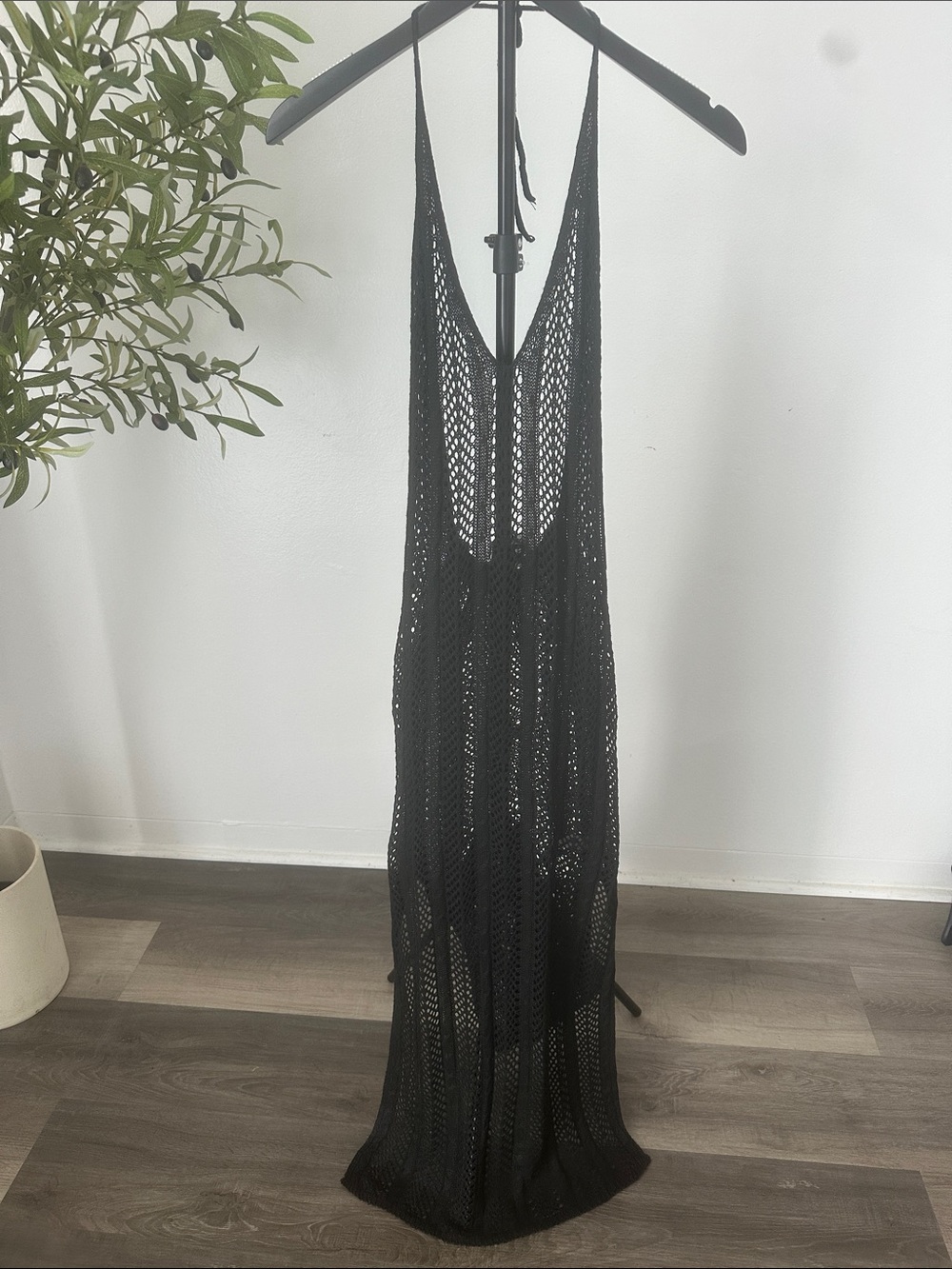 Black Crochet Maxi Dress - Lightweight Beach Cover-Up